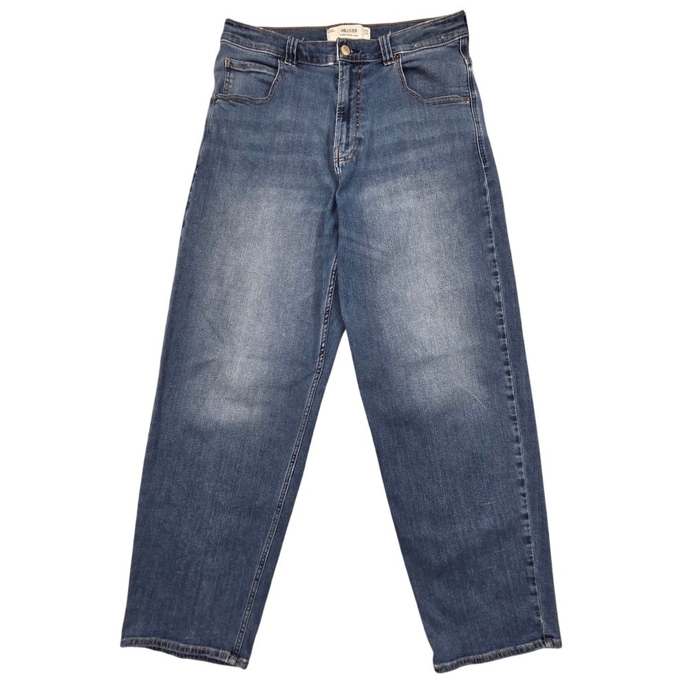 Hollister Baggy Skater Jeans Mens 34x32 (Fit 32x31) Blue Wide Leg Denim